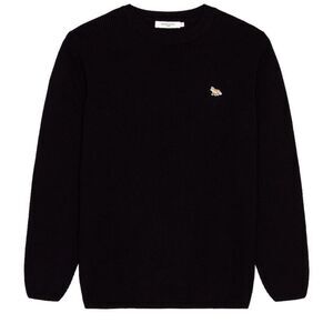 MAISON KITSUNE Baby Fox Patch Loose Pullover Sweater in Navy Wool‎ Cotton Small